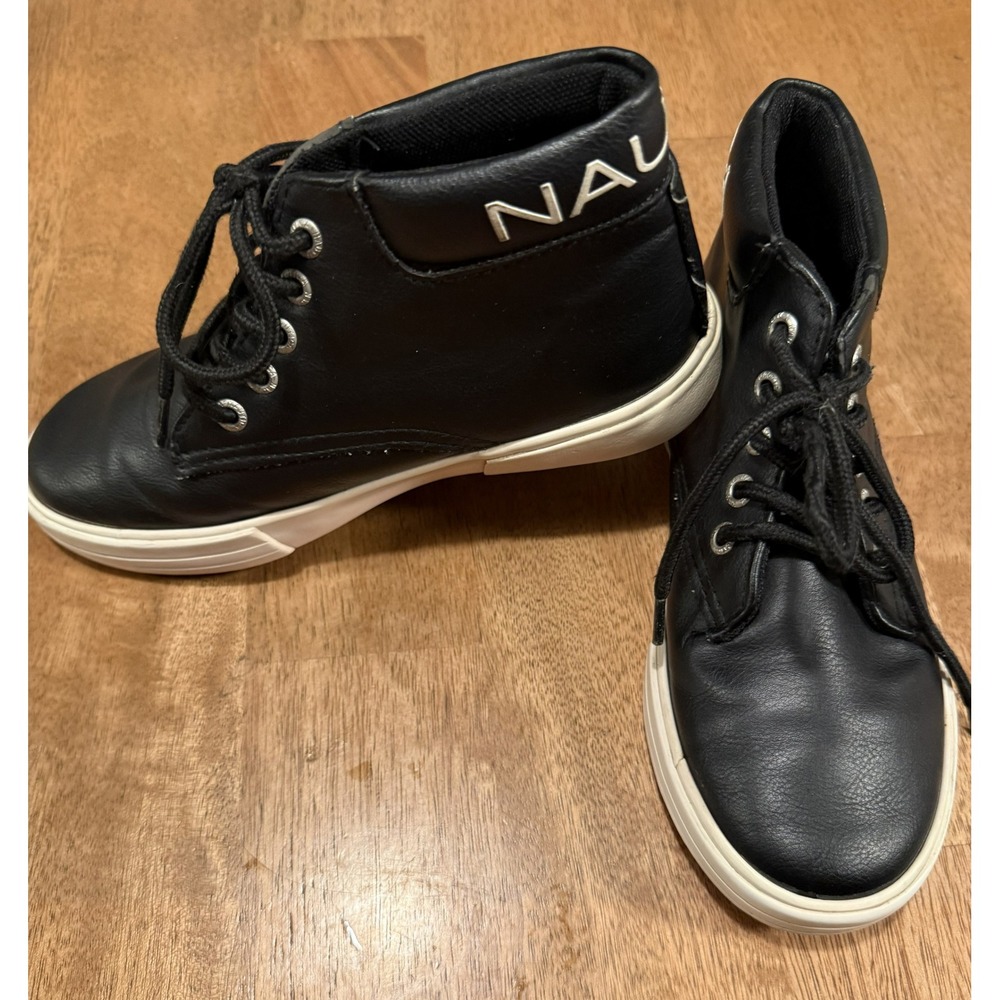 • Nautica Kids High-Top Basketball Sneakers Black Red Sole - Boys US Size 1